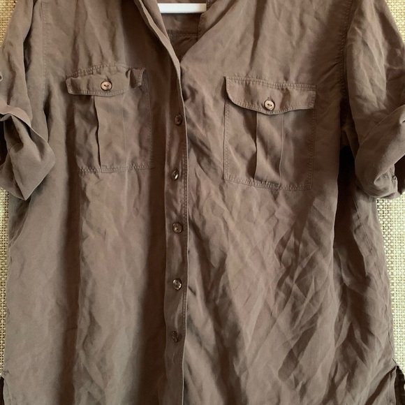 Anna and Frank Silk Blouse Top Short Sleeve Shirt 100% Silk Women’s Size L - Picture 3 of 3
